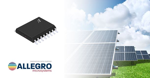 Allegro's ACS37002 400kHz Current Sensor ACS37002 in MA/LA/MC Package next to Solar Panels